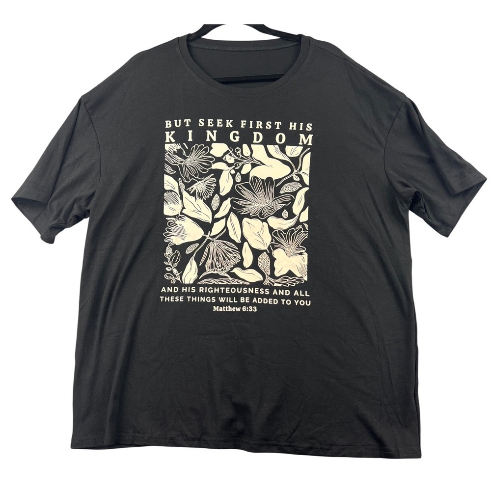Matthew 6:33 Christian Bible Verse Graphic Tee Black XL Short Sleeve Mens